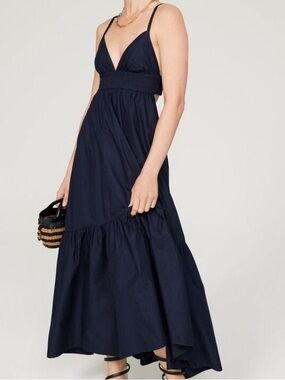 A.L.C. Rhodes Dress Navy Sleeveless V‑Neck Tiered Maxi Dress 2